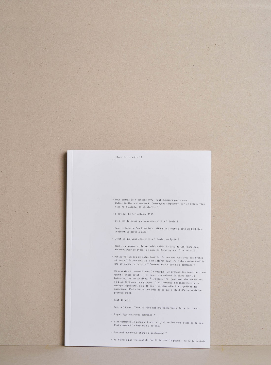 Walter De Maria / Interview with Paul...