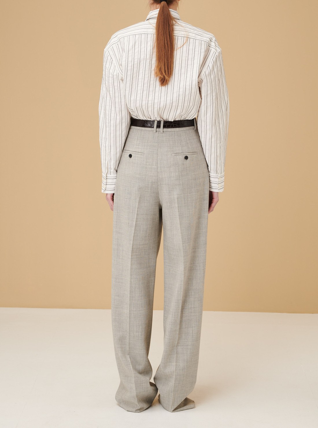 Wide leg pants in wool chiné
