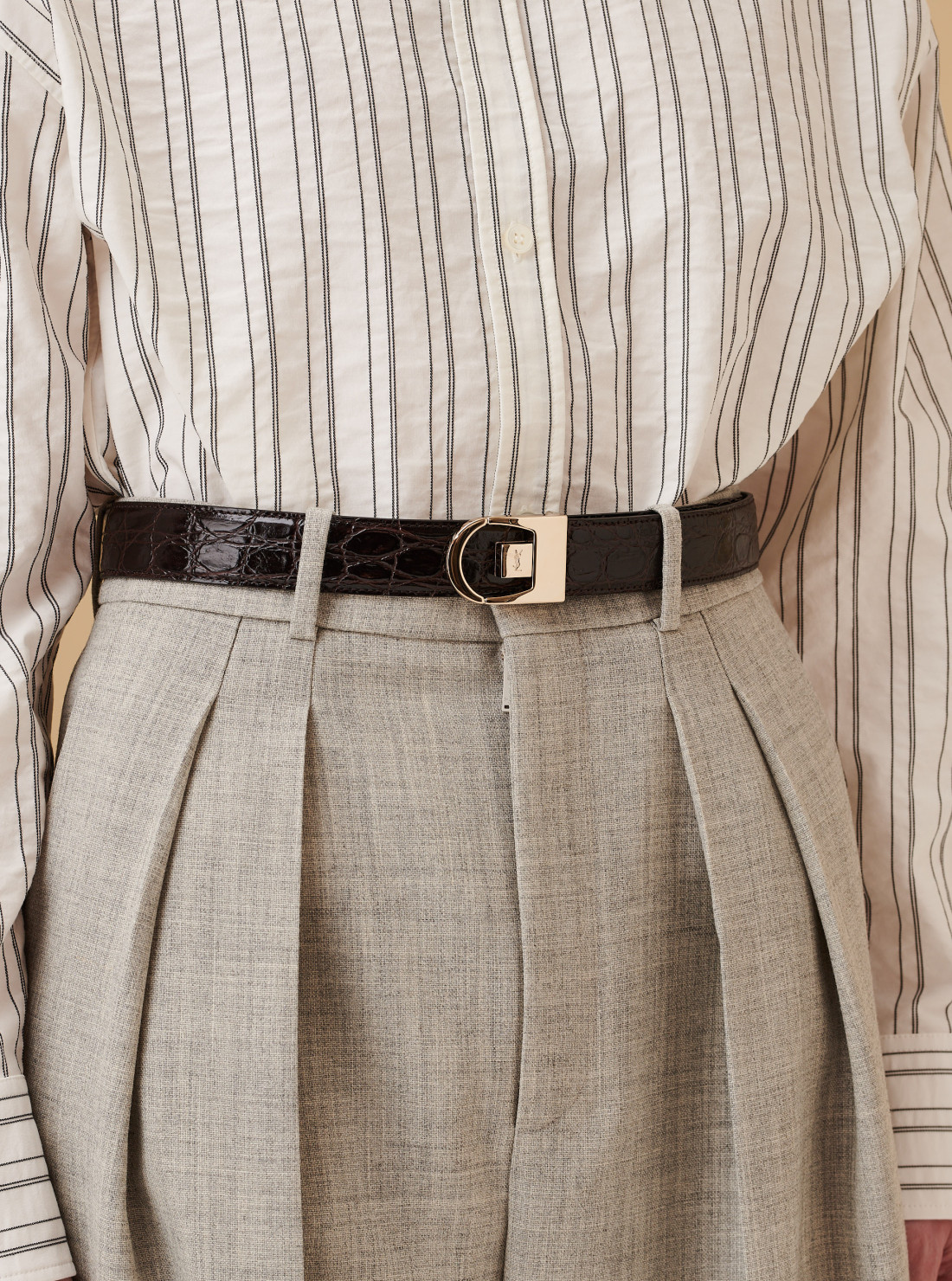 Reversible belt in crocodile embossed...