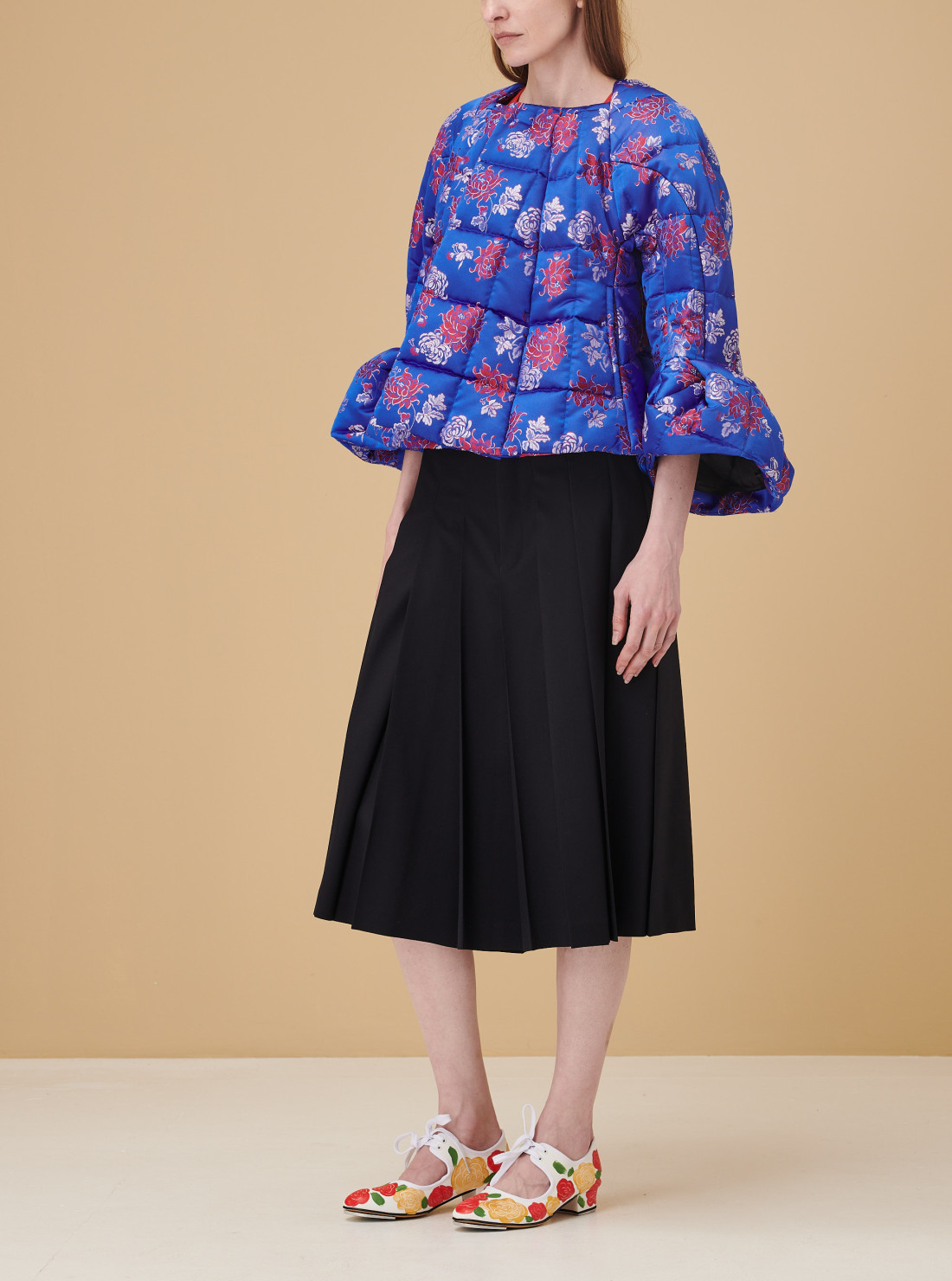 Navy Jacquard Quilted Jacket