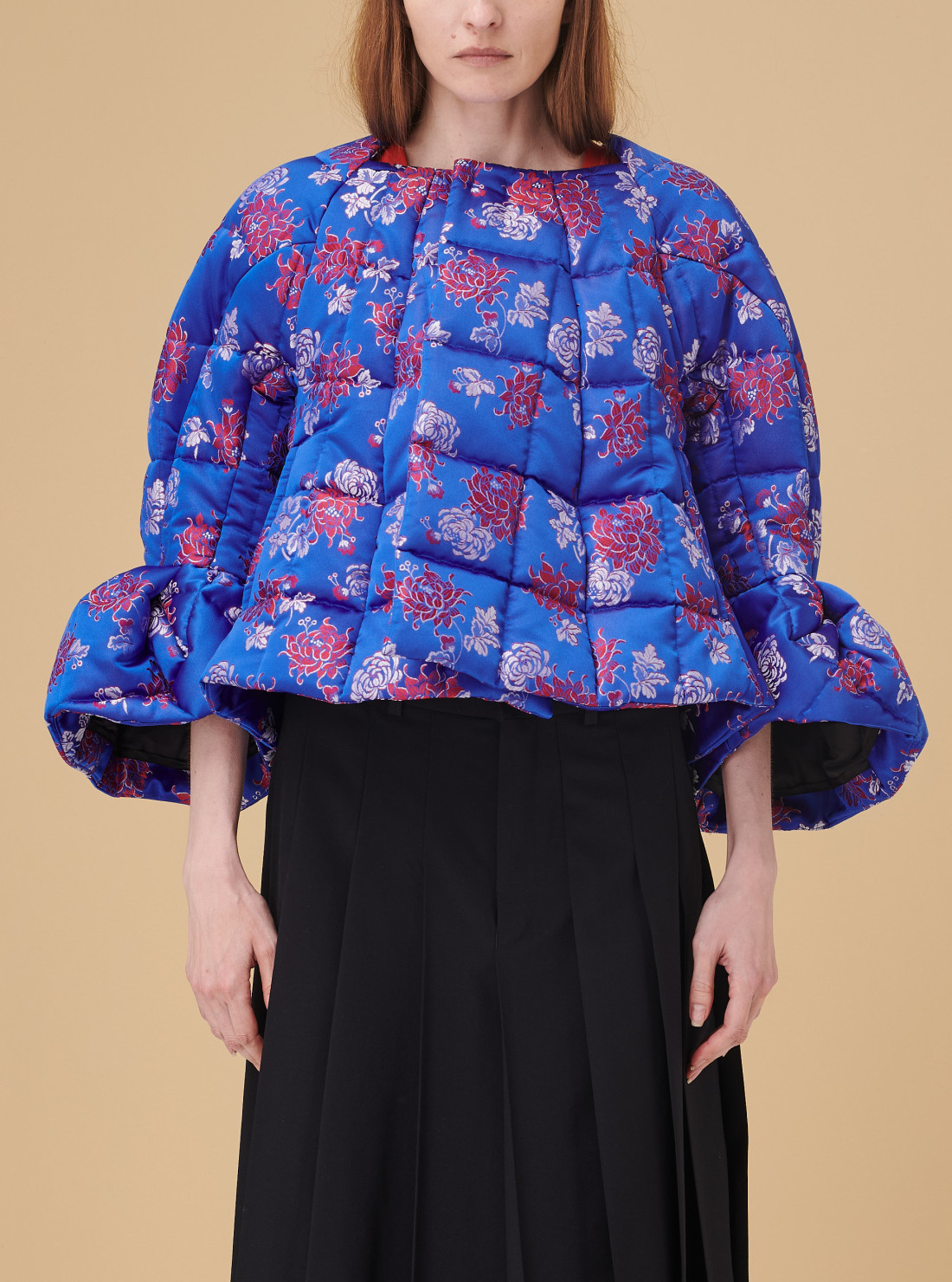 Navy Jacquard Quilted Jacket