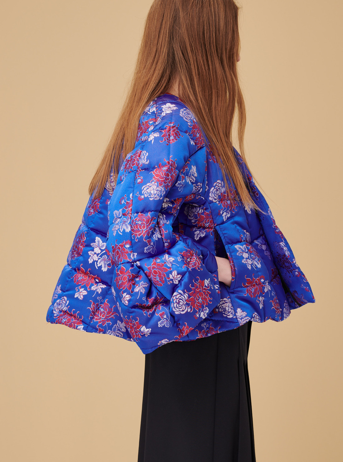 Navy Jacquard Quilted Jacket