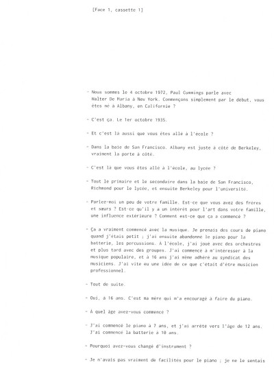 Walter De Maria / Interview with Paul Cummings