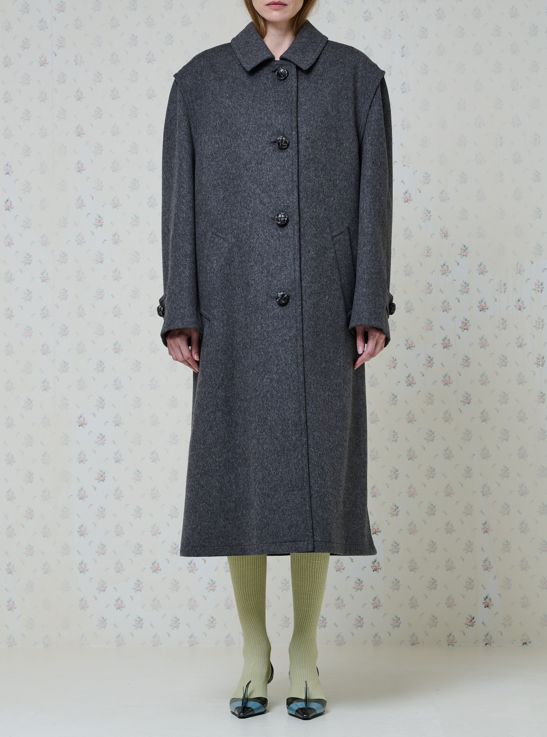 Manteau droit en double tissu loden
