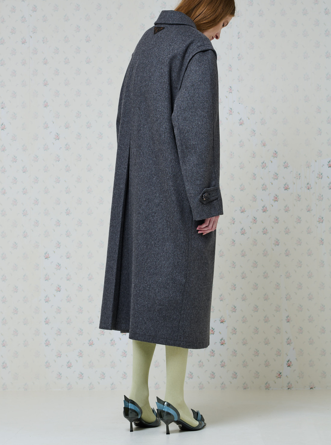 Manteau droit en double tissu loden