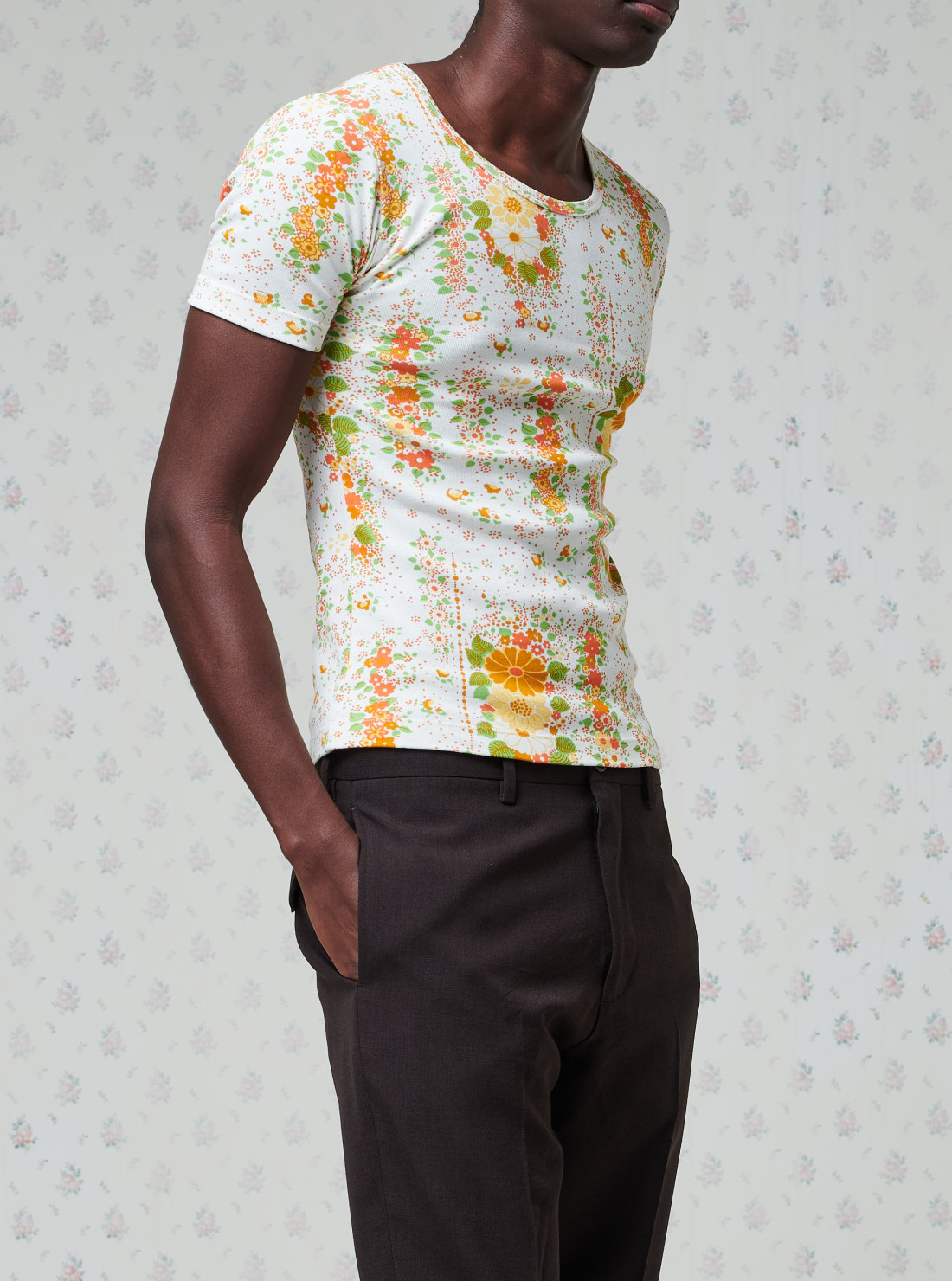 Floral print cotton T-shirt