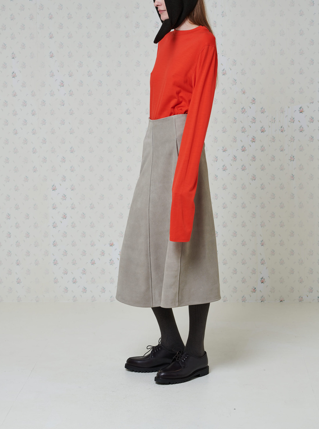 Suede leather skirt