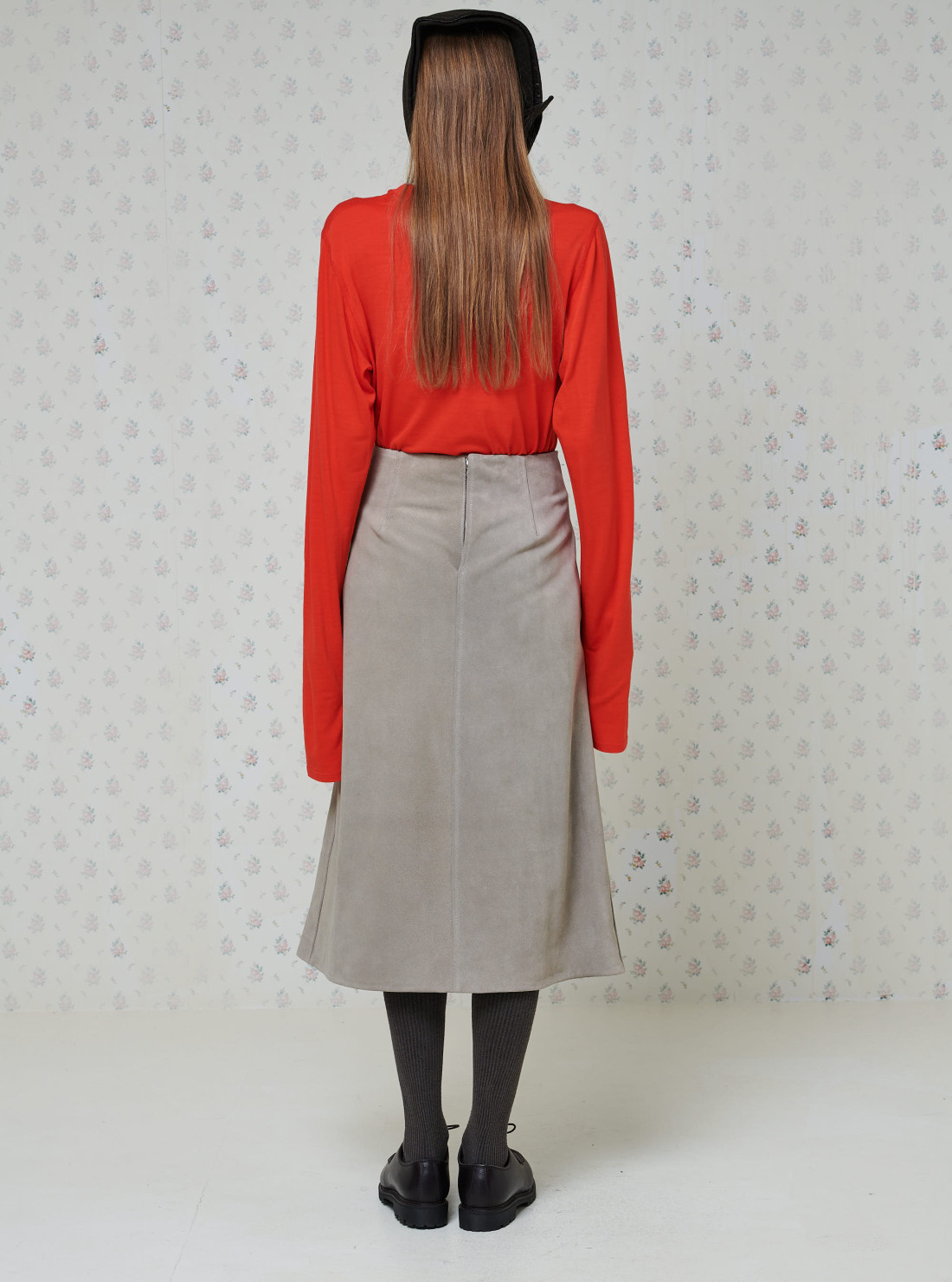 Suede leather skirt