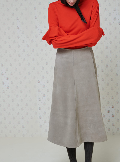 Suede leather skirt