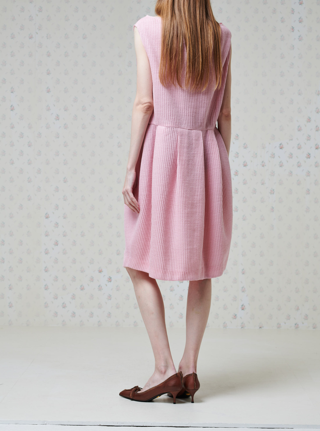 Wool knit dress with bow