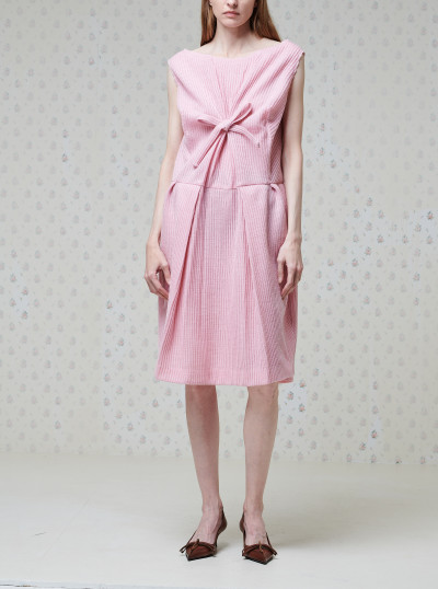 Wool knit dress with bow 2