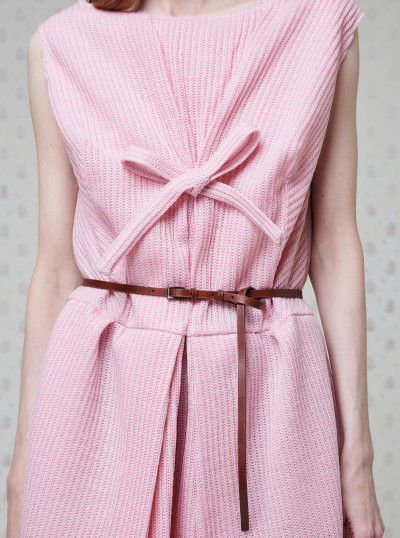 Wool knit dress with bow 2