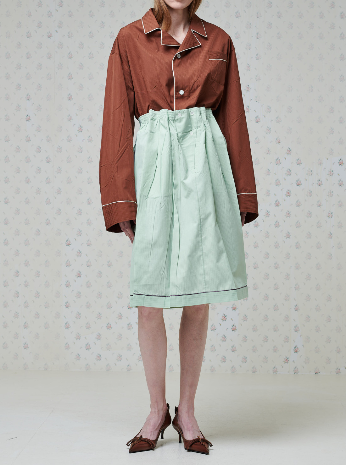 Cotton midi-skirt