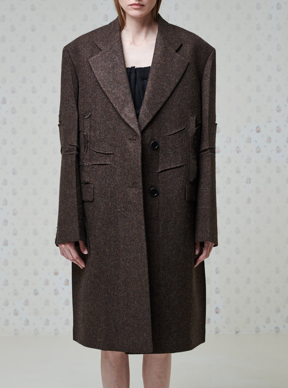 Single-breasted shetland wool coat