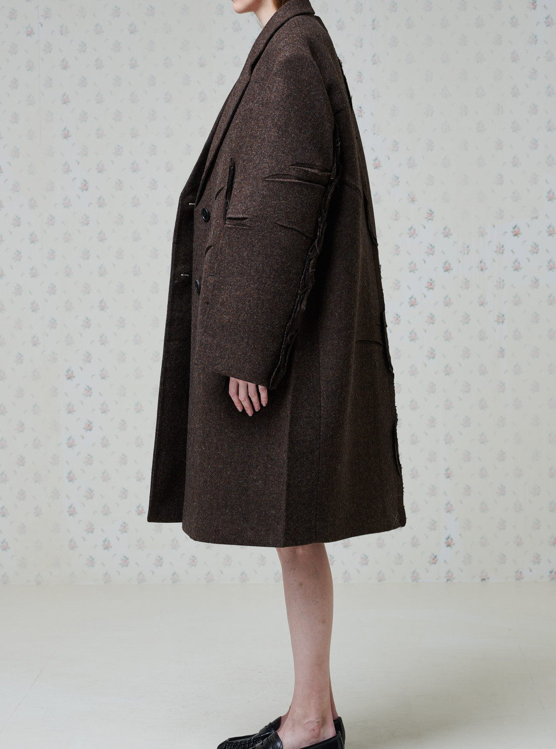 Manteau droit en laine shetland