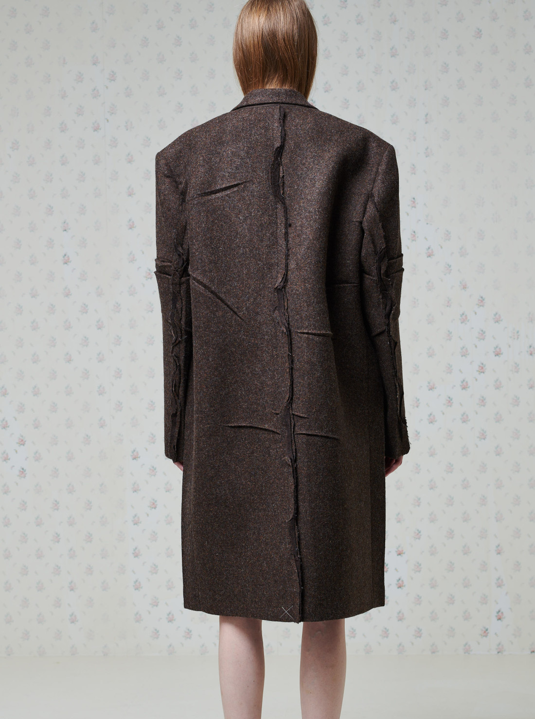 Single-breasted shetland wool coat