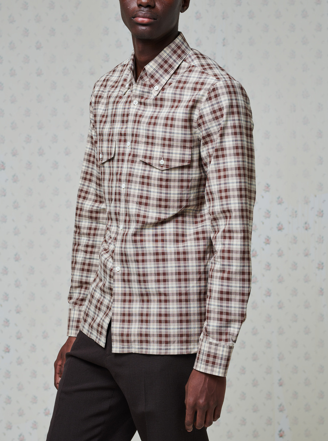 Checked cotton button-down shirt
