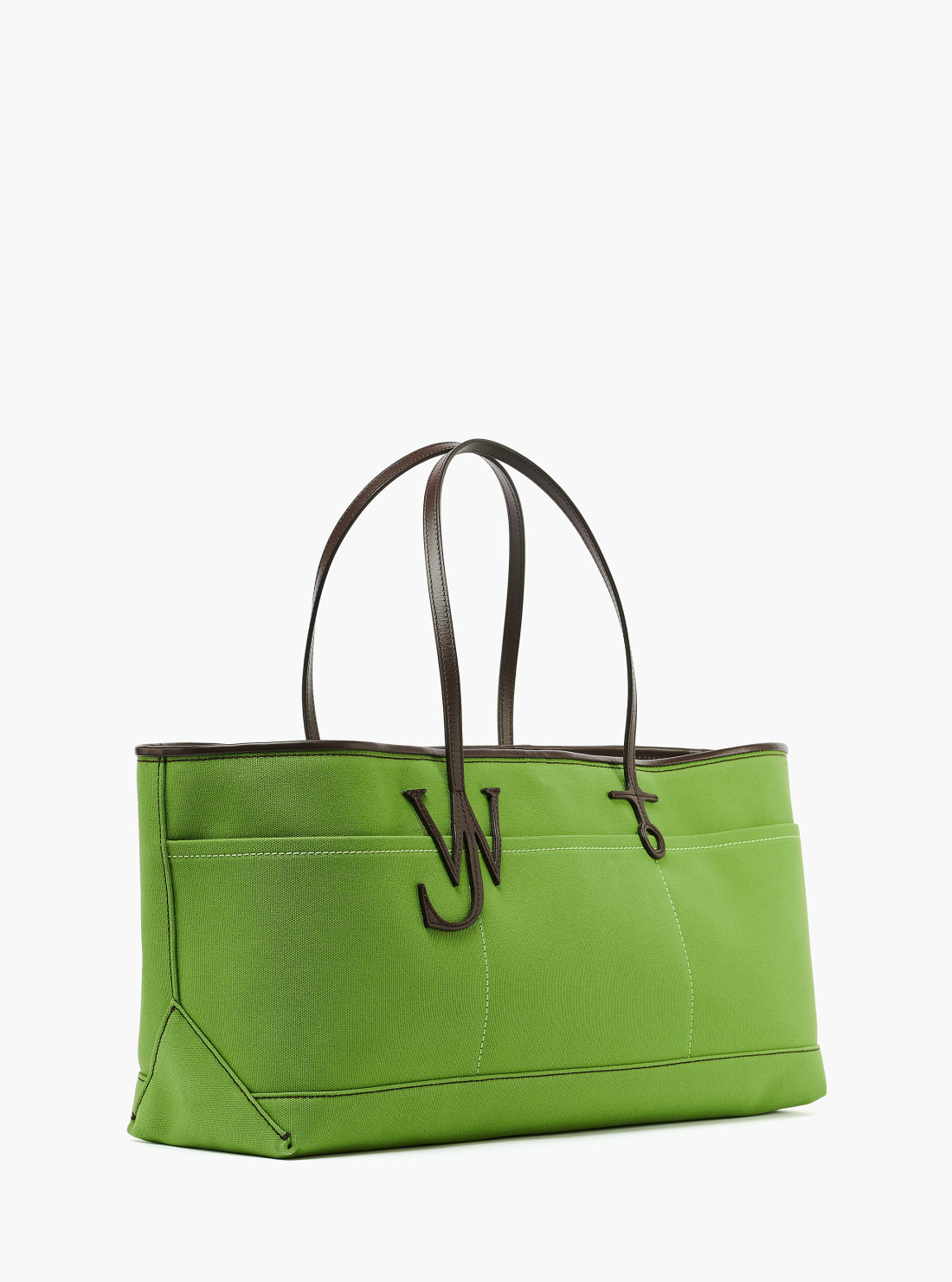 Sac cabas en toile et cuir vert à...