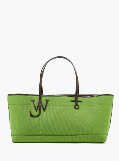 Stretch anchor canvas & leather tote in green