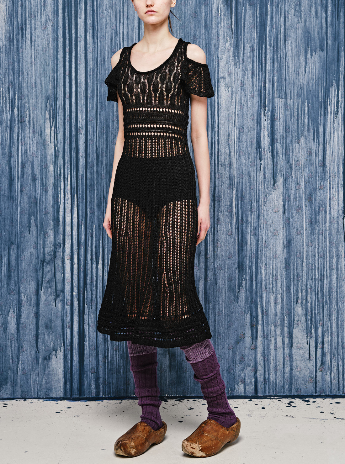 Shoulder Ruffle Crochet Dress