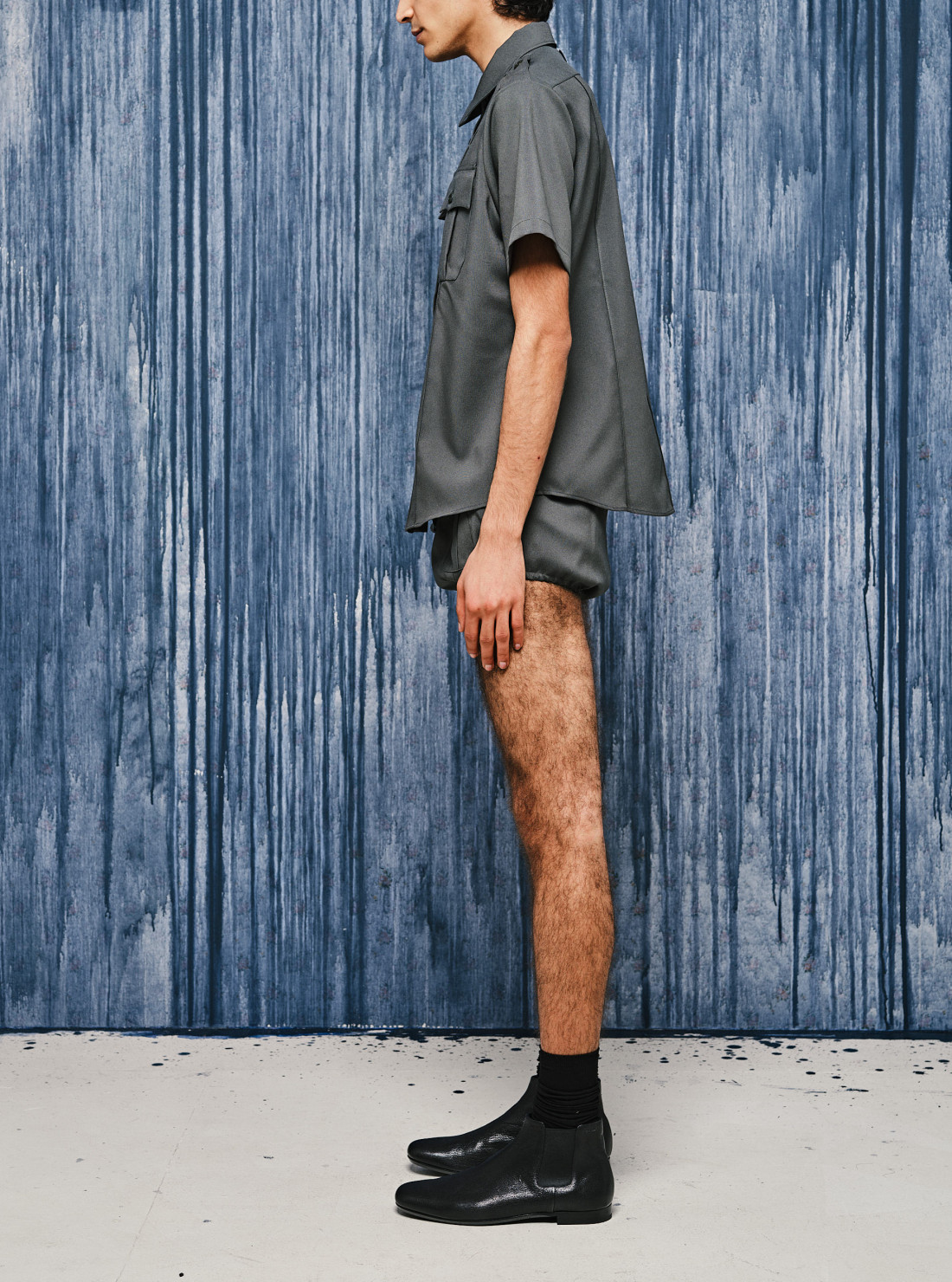 Short-sleeved technical fabric shirt