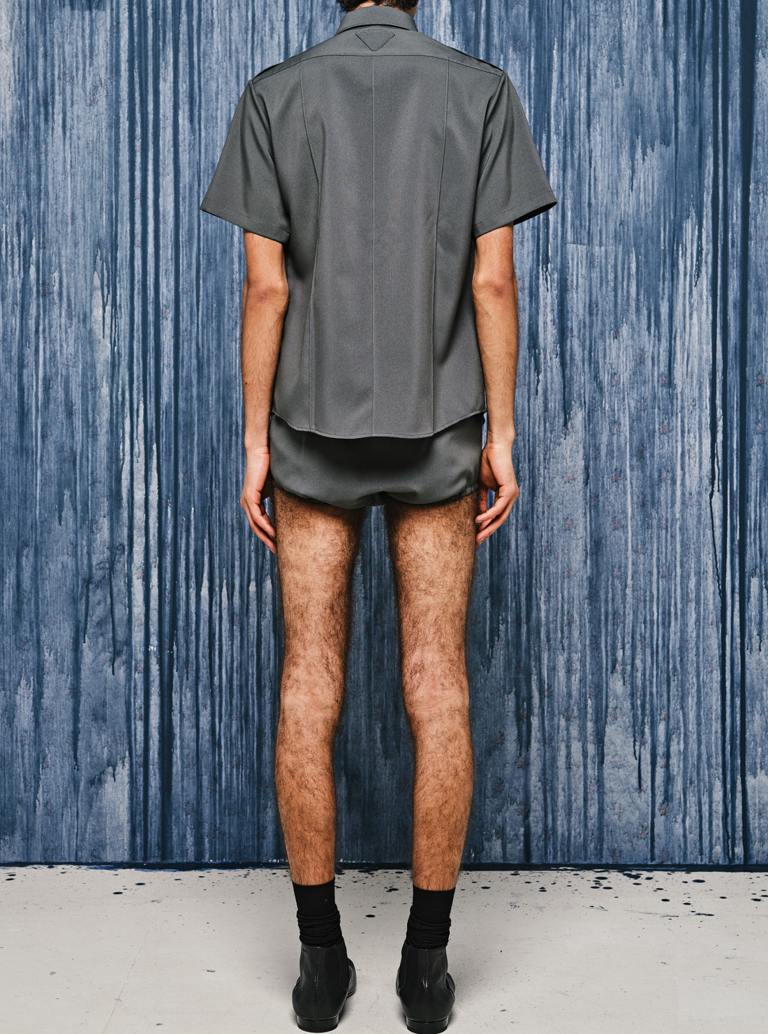 Short-sleeved technical fabric shirt
