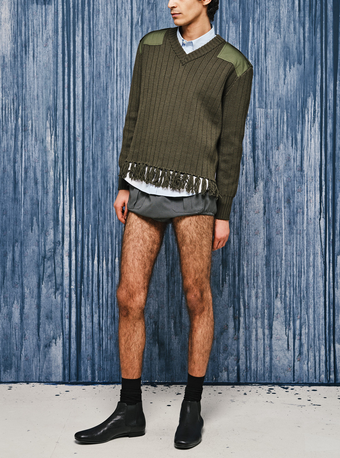Fringed wool sweater
