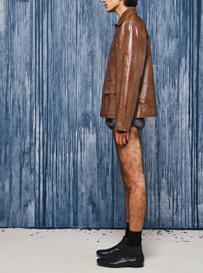 Blouson en cuir effet vintage 2