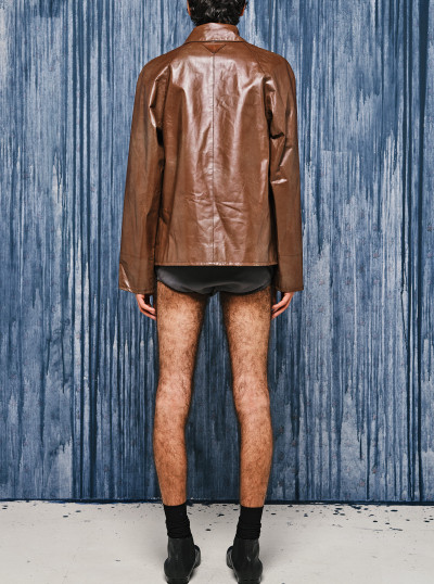 Blouson en cuir effet vintage 2
