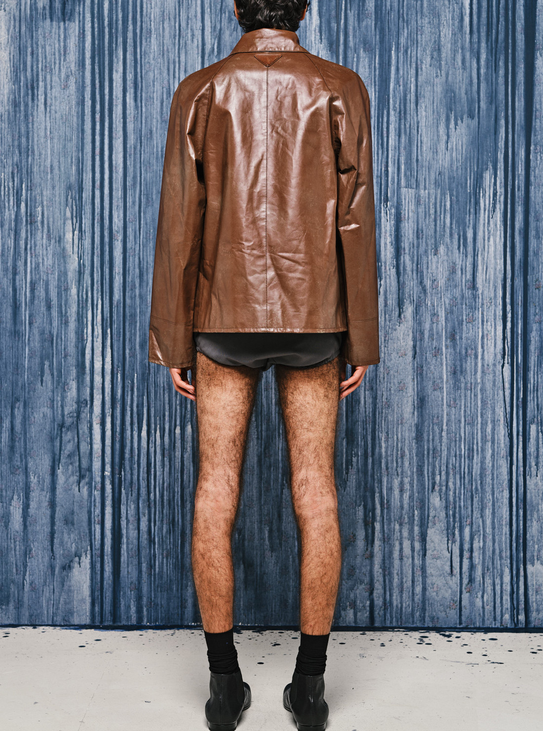 Blouson en cuir effet vintage