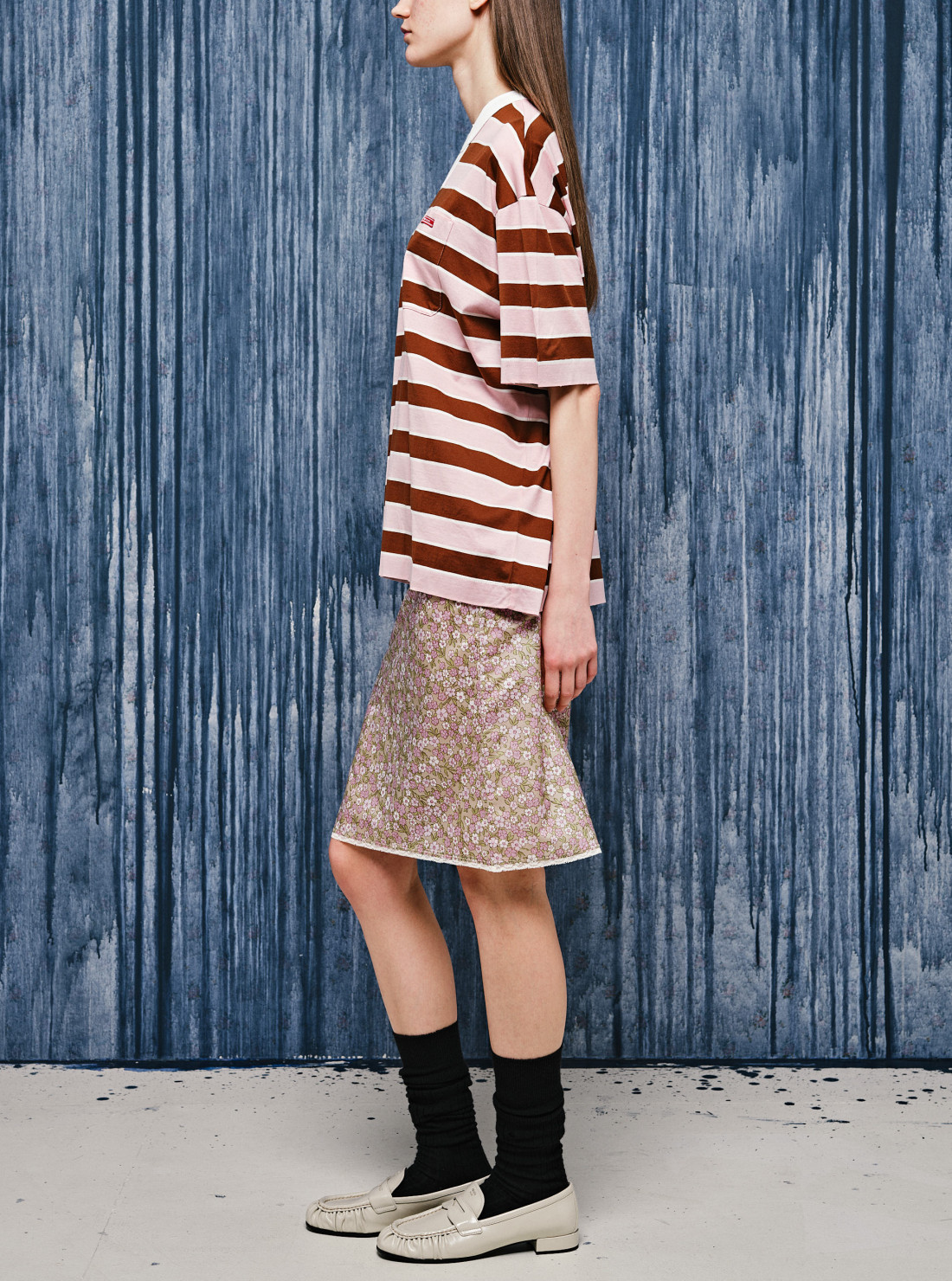 Bayadere striped lisle cotton T-shirt