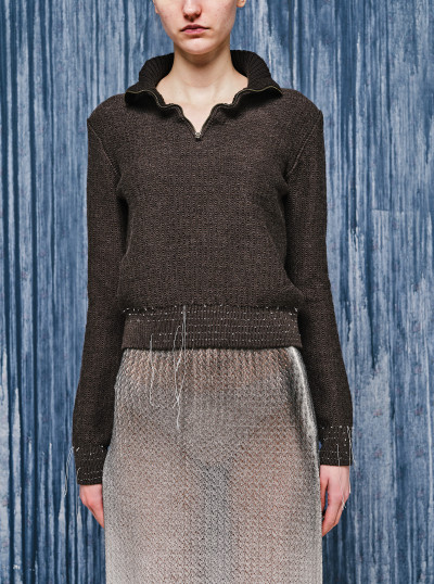 Wool zip-neck sweater