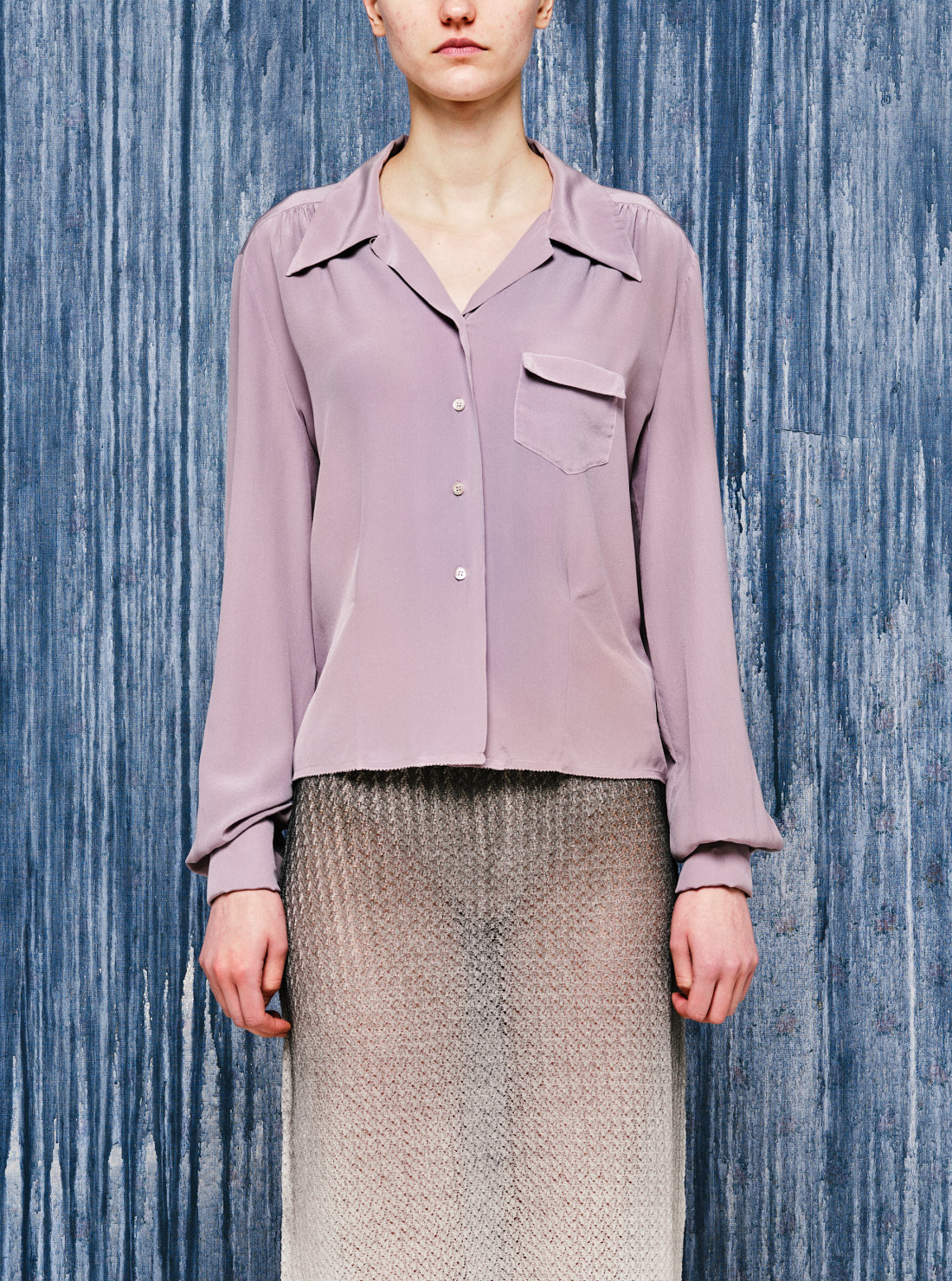 Long-sleeved silk shirt