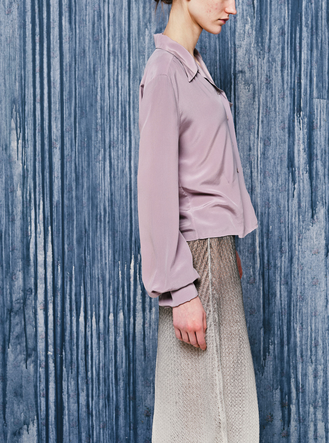 Long-sleeved silk shirt