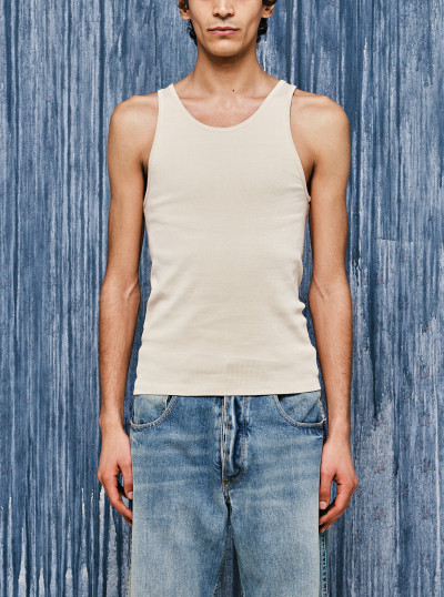 Fine-ribbed round-neck tank top