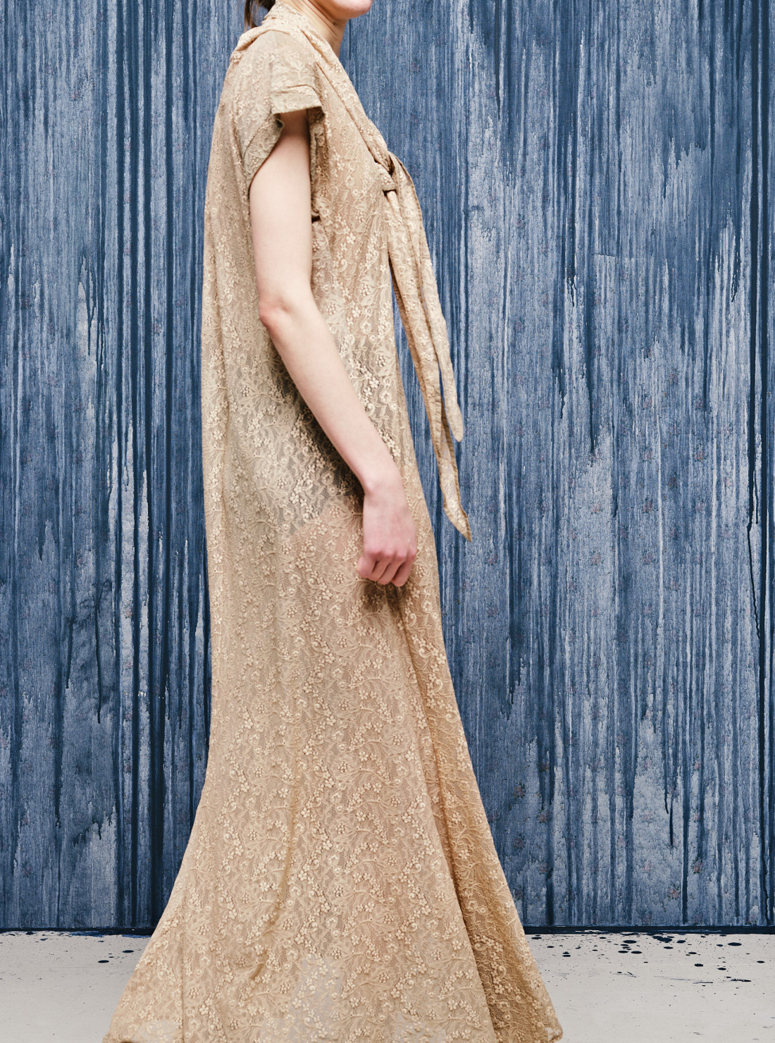 Long Lace Foulard Dress