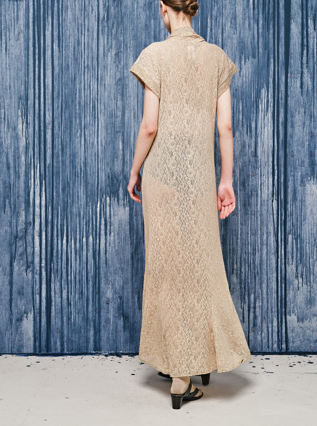Long Lace Foulard Dress