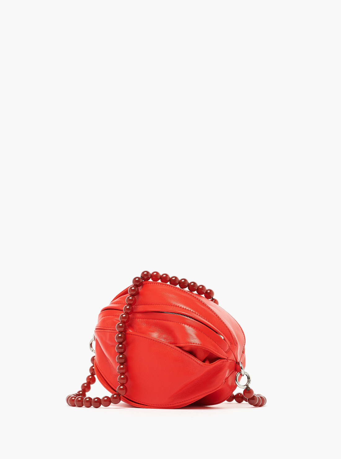 Balloon slits bi-material bag in leather