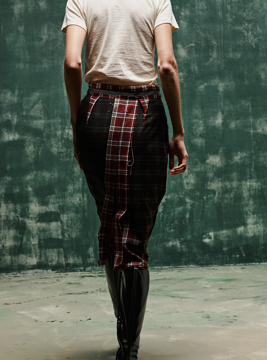Jupe en laine Faded check