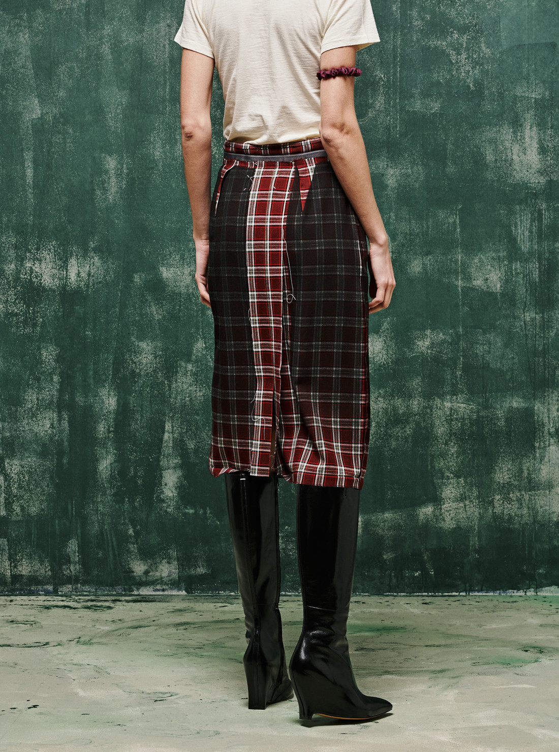 Faded Check Wool Skirt