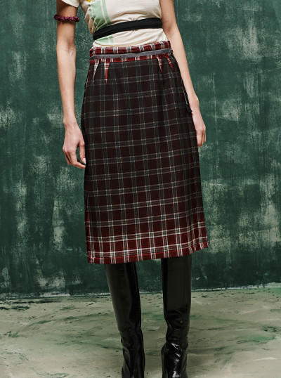 Jupe en laine Faded check
