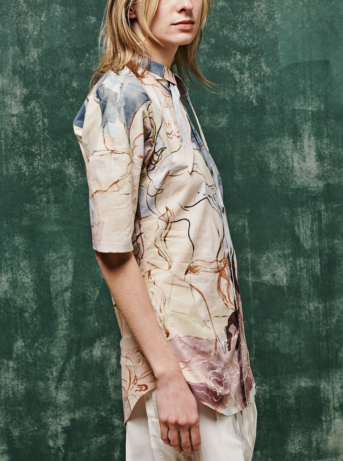 Short sleeve shirt with foulard in...