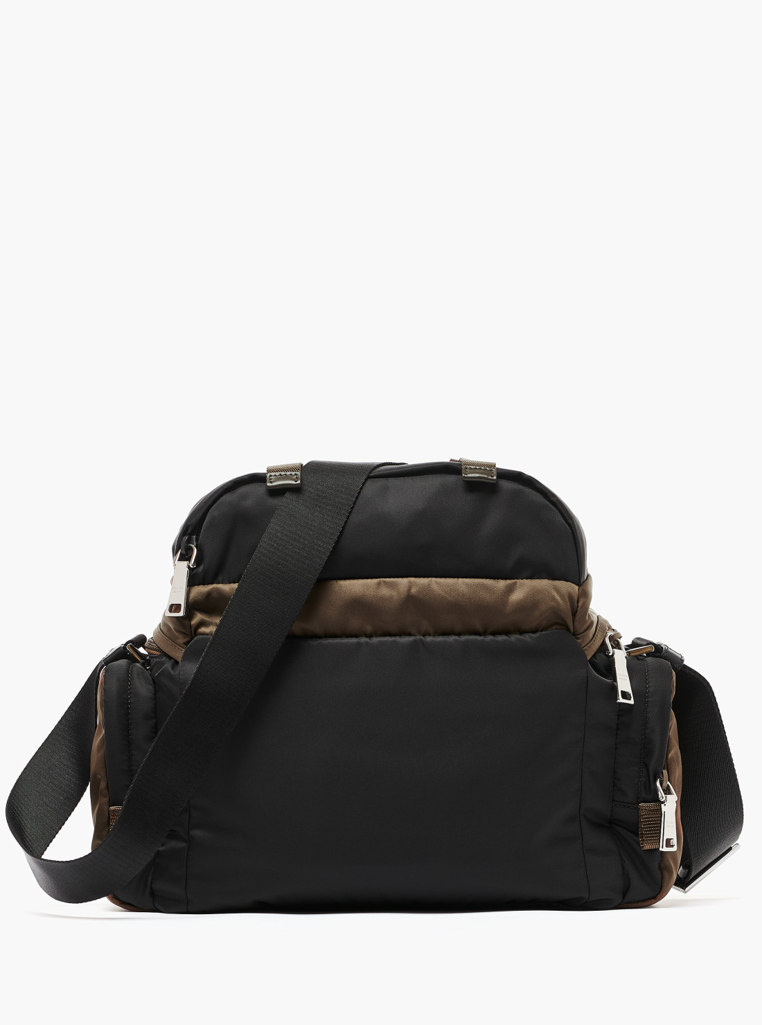 Re-Nylon and leather shoulder bag