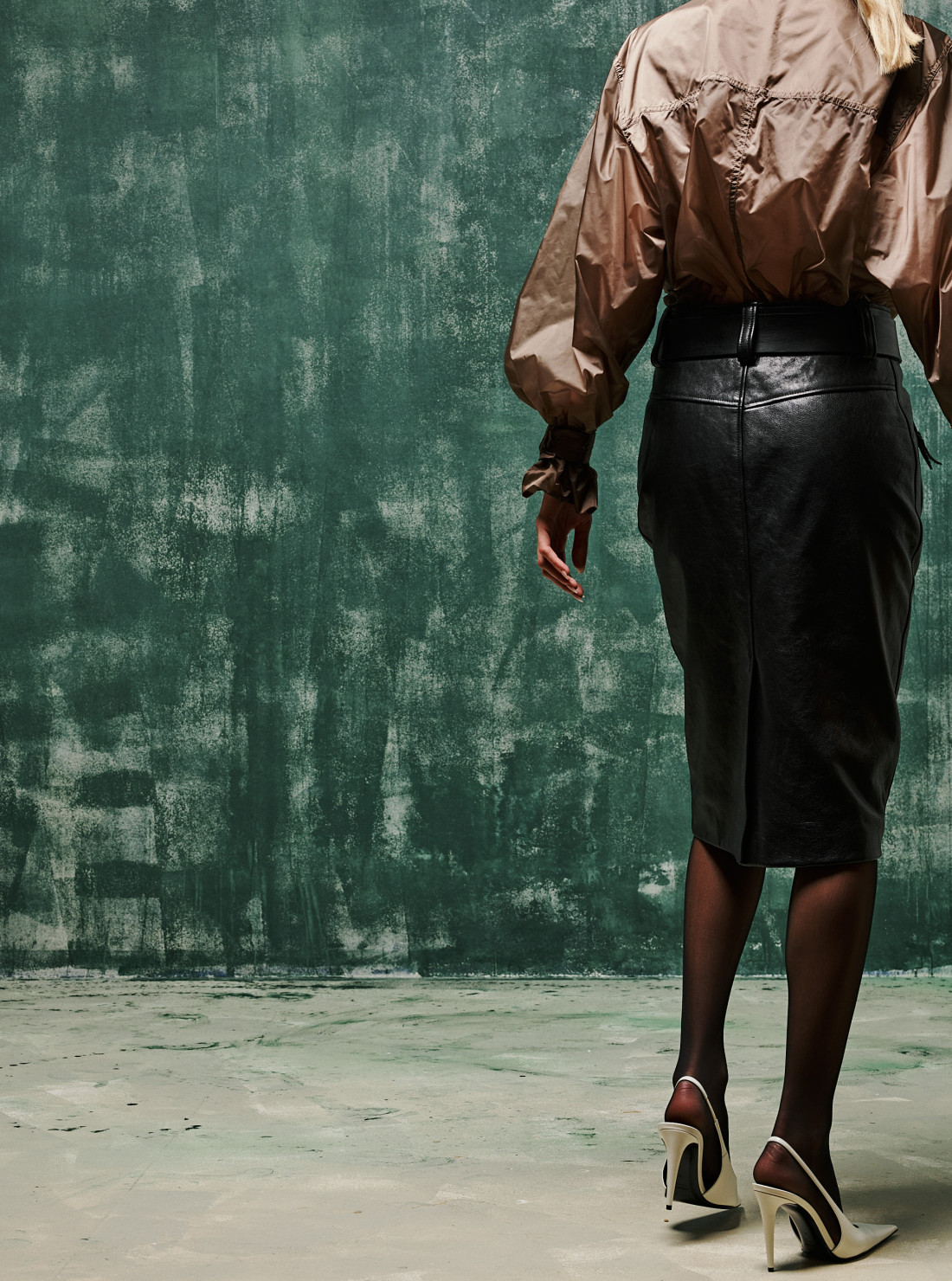 Leather Belted Pencil Skirt