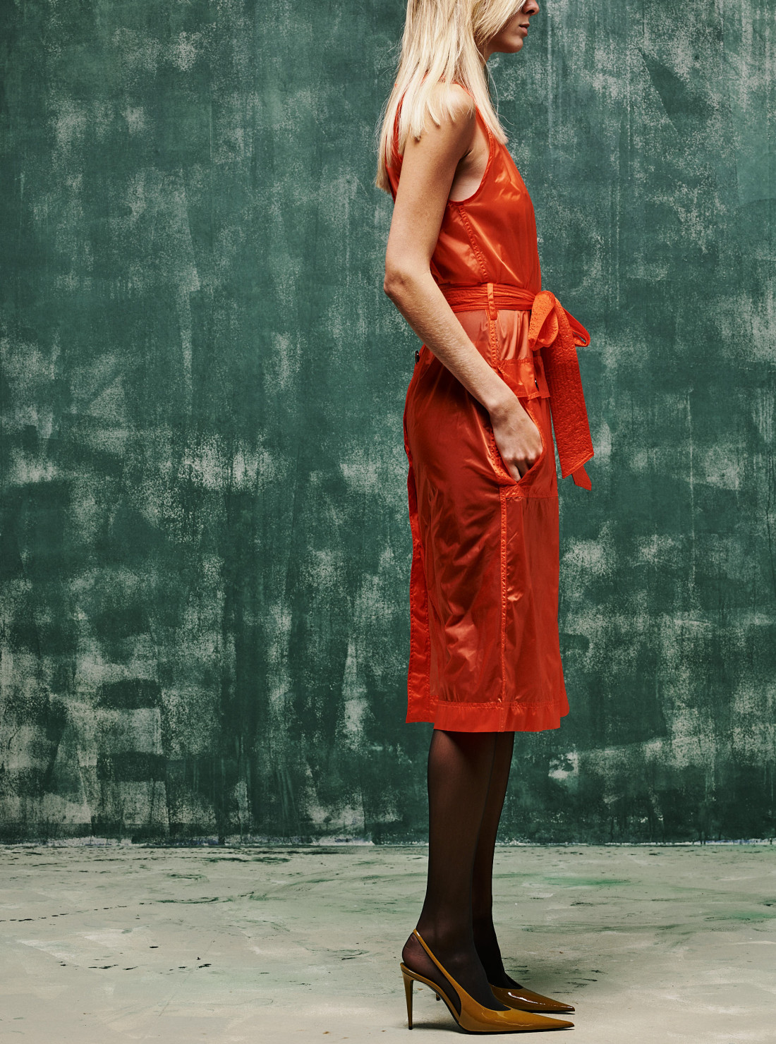 Nylon Dress with Button-Down Back