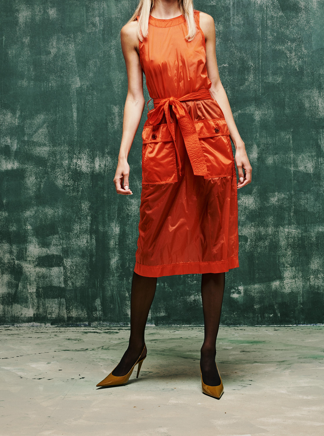 Nylon Dress with Button-Down Back