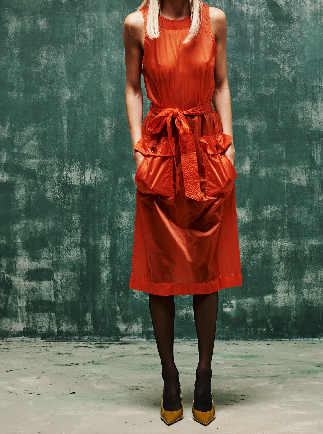 Nylon Dress with Button-Down Back