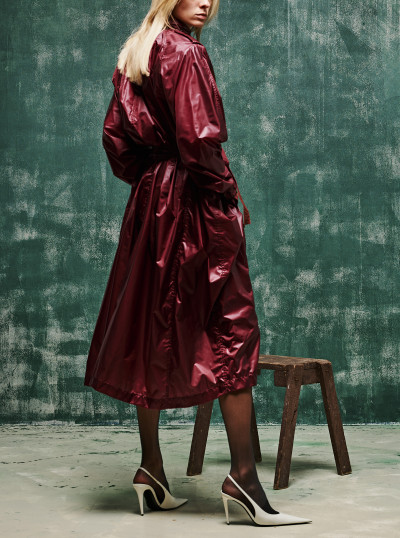 Water-Repellent Lavalliere Trench Coat